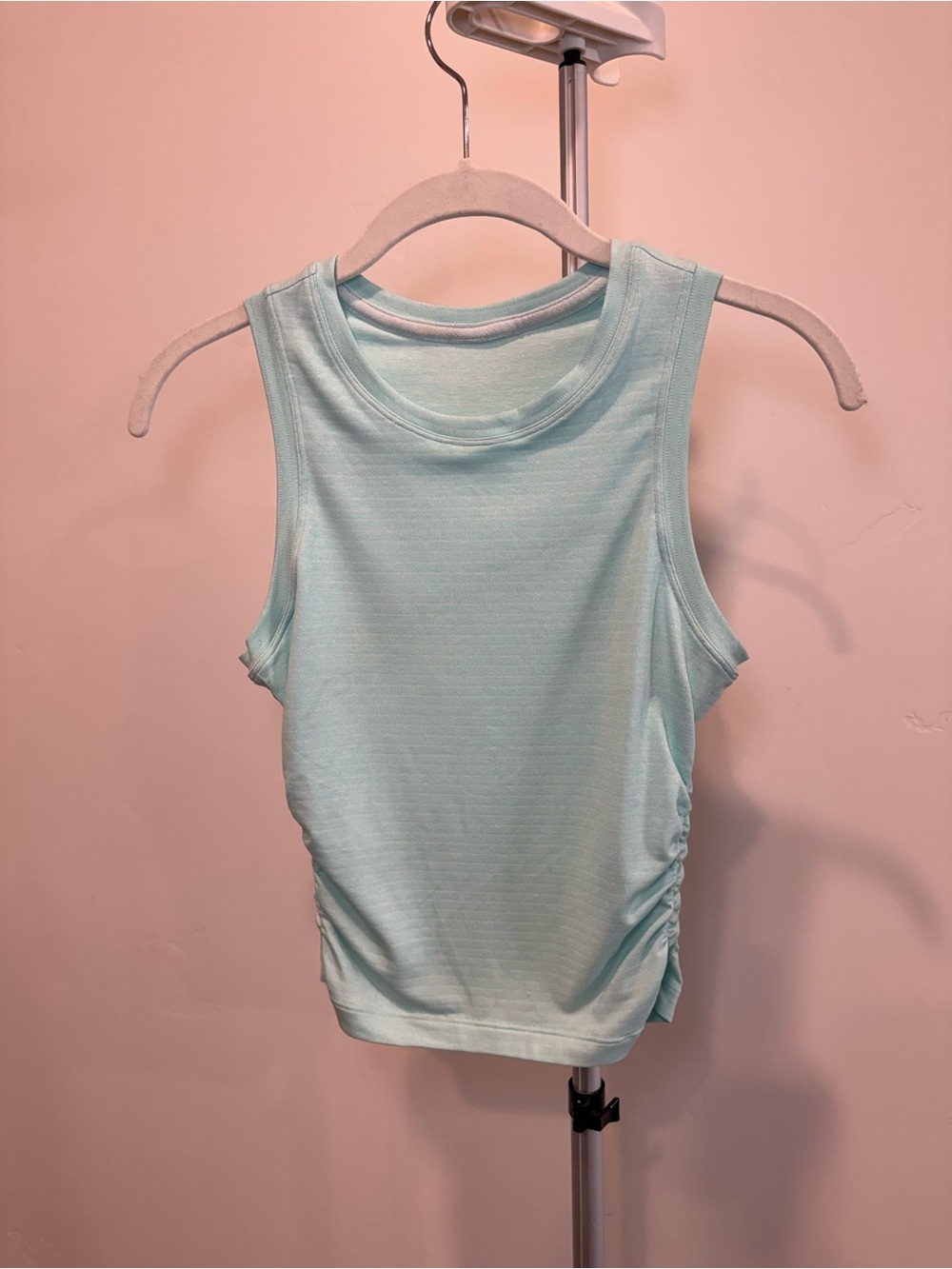 Sleeveless Light Aqua Ruched Side Tank Top